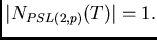 $\vert N_{PSL(2,p)}(T)\vert = 1.$