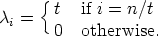      {
ci =   t  if i = n/t
       0  otherwise.
